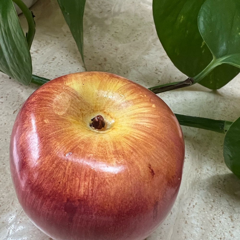 Vintage Red Gloss Ceramic Apple with Great Details ~ Teacher Gift